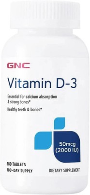 GNC Vitamin D-3, Supports Teeth and Bone Health 180 ct exp 7/2027