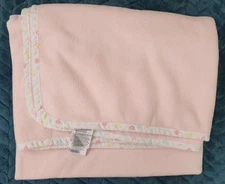 Mothercare pink Fleece Pram Cot Blanket 100x120cm trim floral flowers