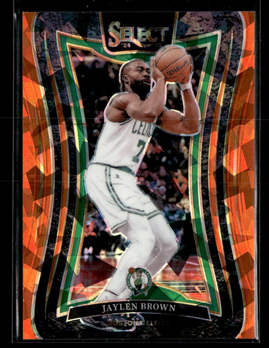 2024-25 Panini Select #361 Jaylen Brown Orange Cracked Ice Prizm