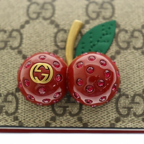 Gucci GG Supreme Cherry Portefeuille Bifold 476050 Marron Vintage Vêtements Vecteur Occasion 1