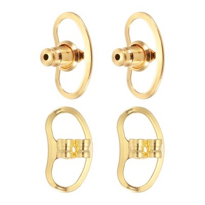 Earring Backs Set Support Lifter with Locking(2 Style, Golden, Pack of 4)