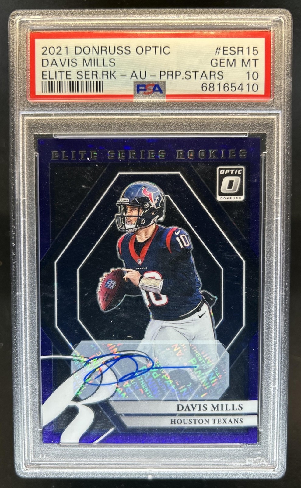 Davis Mills Panini Donruss Optic Elite Series Rookies #ESR15 Autograph-Purple Stars