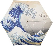 Folding Umbrella Hokusai Great Wave Ukiyo-e Japan Souvenir UV Cut Compact
