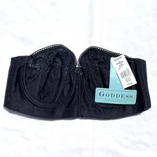 Goddess Black Lace Underwire Strapless Bra 34C Black GD0391