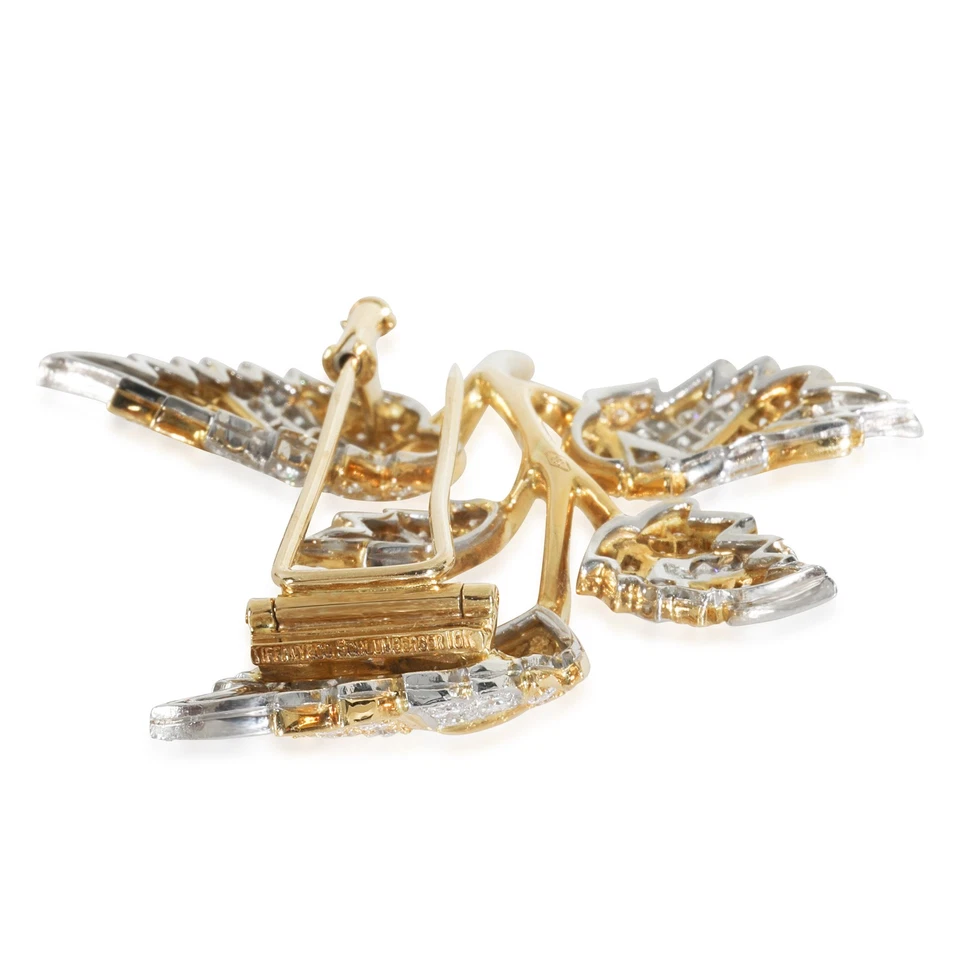 Broche Schlumberger Tiffany & Co. oro amarillo y platino diamante 5 hojas Foto 3 de 3