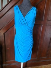 Lauren Ralph Lauren Blue Sleeveless Ruched Dress Size 10