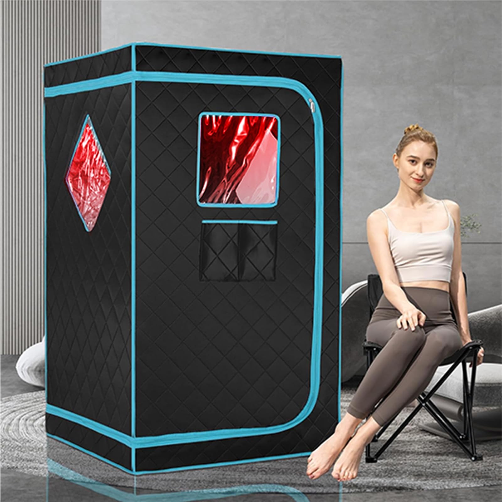 Portable Full Size Infrared Saunas for Home, One Person Full Body Home Spa Te...