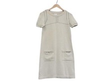 Chanel Ivory Short Sleeve Cashmere Dress Coco Mark P36503 | Authentic, Elegant