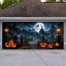 Halloween Garage Door Cover, 7' x 16' Haunted Castle Door Design
