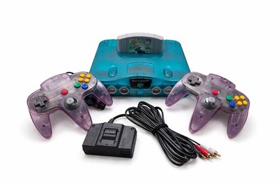 Nintendo 64 N64 Ice Blue Funtastic OEM Bundle Mario Kart 2 Controllers Tested