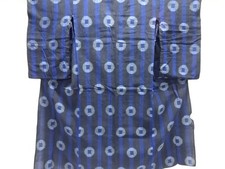 7635307: JAPANESE KIMONO / ANTIQUE KIMONO / RYUKYU / WOVEN STRIPE ABSTRACT