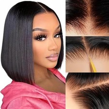Glueless Wear and Go Bob Wig Human Hair 6x4 HD Lace Pre Cut Pre Plucked Straight