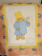 Vintage Paddington Bear Quilted Baby Blanket 34" x 42"