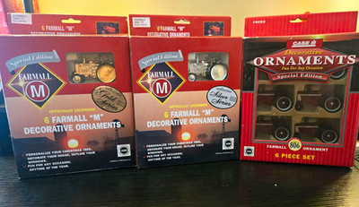 Case IH Farmall M Special Edition Red Tractor Decorative Ornaments 6-Pc Sets
