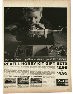 1956 Revell Hobby Kit Gift Sets little boy with model helicopter Print Ad