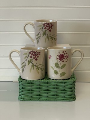 Corelle Coordinates Wine Berries Stoneware Coffee Mugs Set of 3 RETIRED EUC