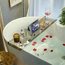 Bathtub Tray Clear Caddy Rack Black Acrylic Tub Tray Shelf with Gold Rails 31...