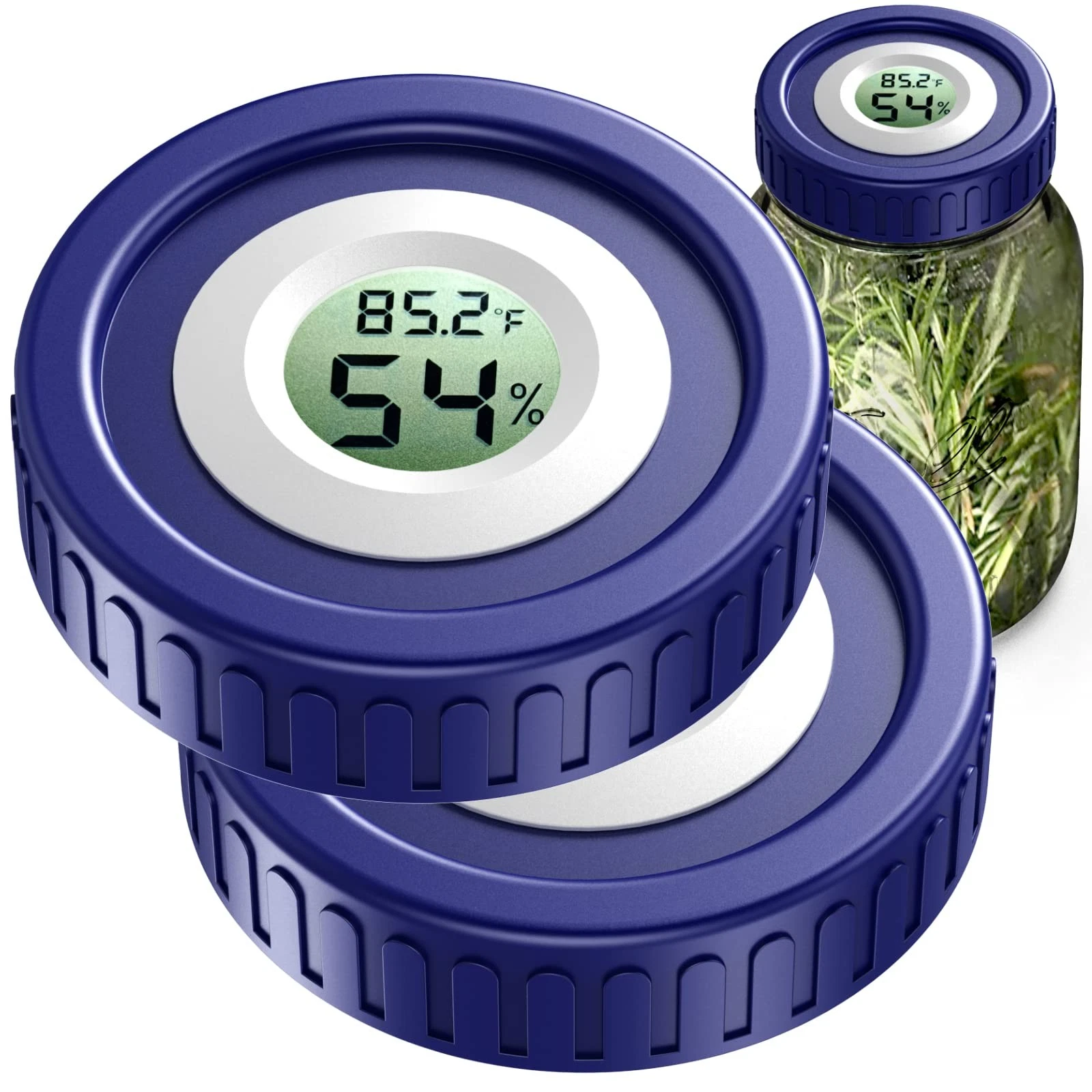 Mason Jar Lids Built-In Stash Hygrometer Herb monitor fits all Wide Mouth/Reg...