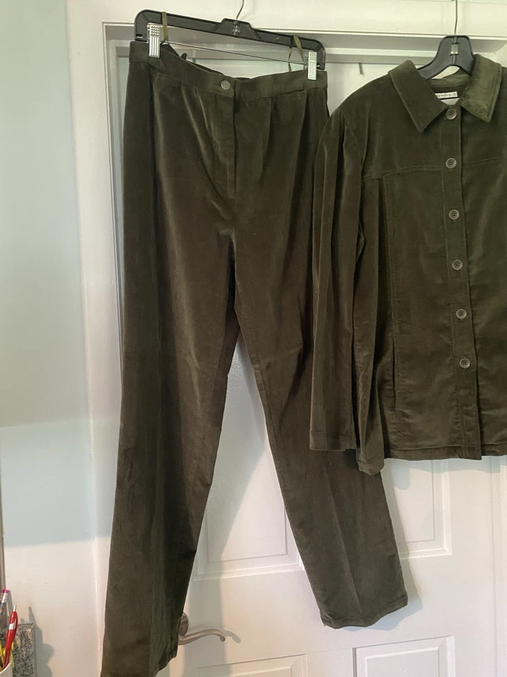 Pantalones y Chaqueta JONES WEAR SPORT 2 Piezas Pana Verde Oliva Bolsillo Elástico Talla 12 Foto 3 de 4