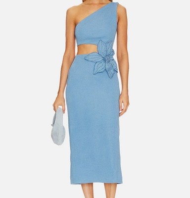 patbo blue dress ACQUAMIST Linen MIDI Dress 0 / Blue