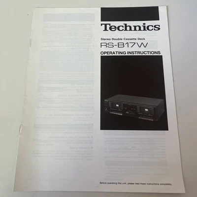 Technics RS-B17W Stereo Double Cassette Deck  Bedienungsanleitung englisch - Bild 1 von 3