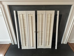 Vintage Louvered Wood Plantation Shutters White 36"x 14 1/8"       36"x 15 3/8"