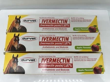 Durvet Horse Dewormer Paste Bots Worms Exp. 04/2027 Apple Flavor - Lot Of 3