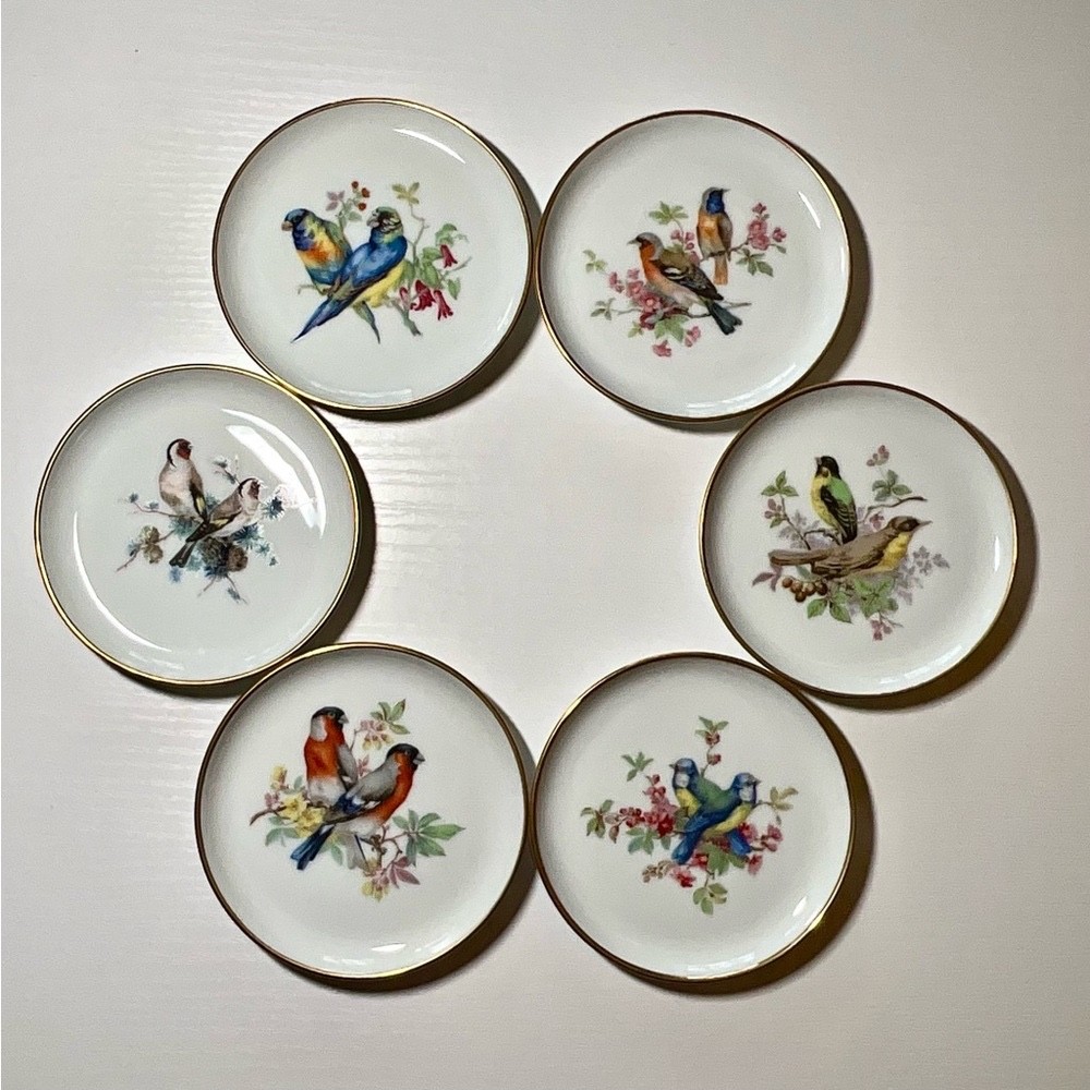 Vintage AK Kaiser West Germany Set  of 6 Bird Mini Plates Coasters 4