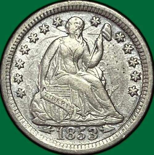 1853 Arrows Seated Liberty Half Dime Nice Extremely Fine XF+/AU Coin Die Clashes