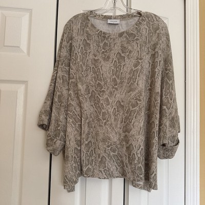 ADRIENNE~Snake Reptile Print Boxy Dolman Flowy 3/4 Sleeve Multi-Blend Top Size S