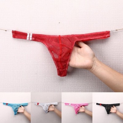 Low Rise Herren Tanga Unterwäsche Sheer Mesh T Back G String für Nachtclub
