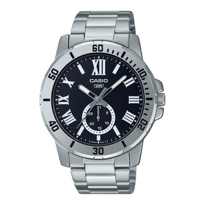 Casio MTP-VD200B-1B Men's Black Analog Black Steel Band Watch (MTPVD200B-1B)