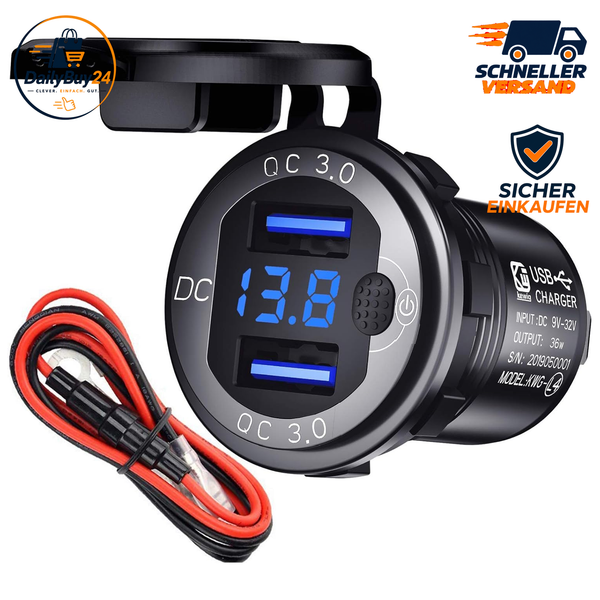 USB Steckdose Auto LadegeräT 12V 24V Quick Charge 3.0 Metall Wasserdicht-image