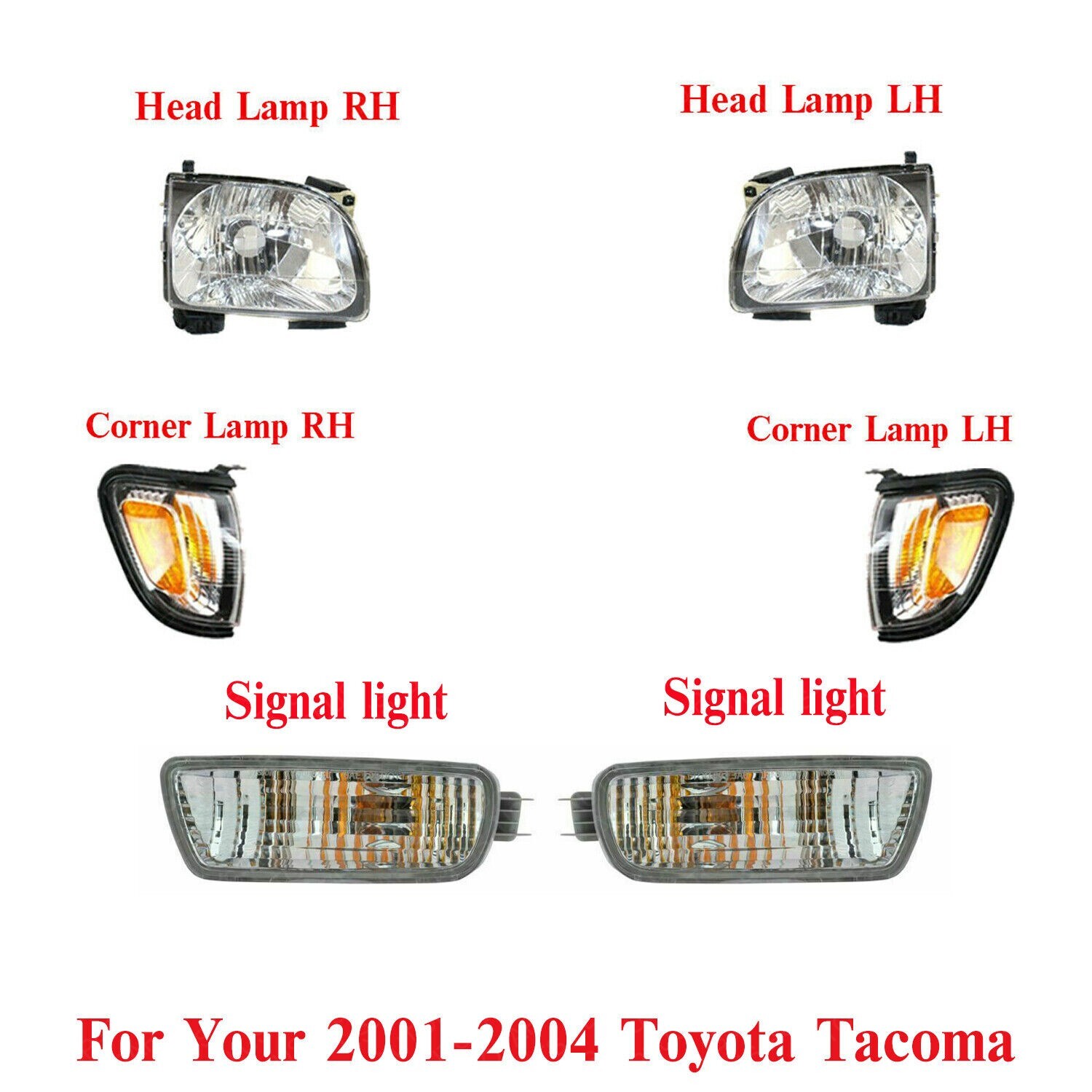 2001-2004 Toyota Tacoma Turn Signal Marker Light Set - Left & Right Front Replacement Pair - Foto 5
