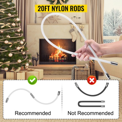 Chimney Cleaner Sweep Kit Cleaning Flexible Rod Rotary Brush Head for Fireplace - Picture 4 of 20