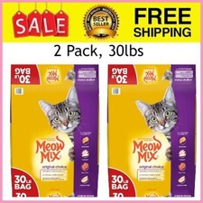 Meow Mix Original Choice Chicken, Turkey and Fish Dry Cat Food, 30 Pounds 2 Pack 0.95 per pound