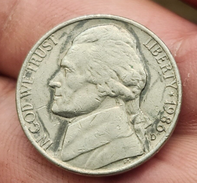 1986 D Mint Mark Jefferson Nickel Error Rare Coin Doubling on the