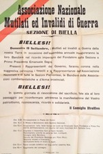 � BIELLA 1948 - MURALE A 3 COLORI - ASS. INVALIDI DI GUERRA RICORDA SEGRE'