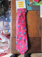 Cravate Tintin 100% soie Studio Aventures Herge - Neuf L'LE NOIRE FOND ROUGE