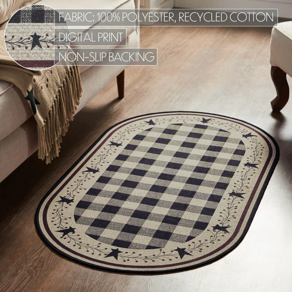 Pip Vinestar Polyester RUG Oval Latex Back 27x48 Country Black Natural Burgundy - Image 3 of 4
