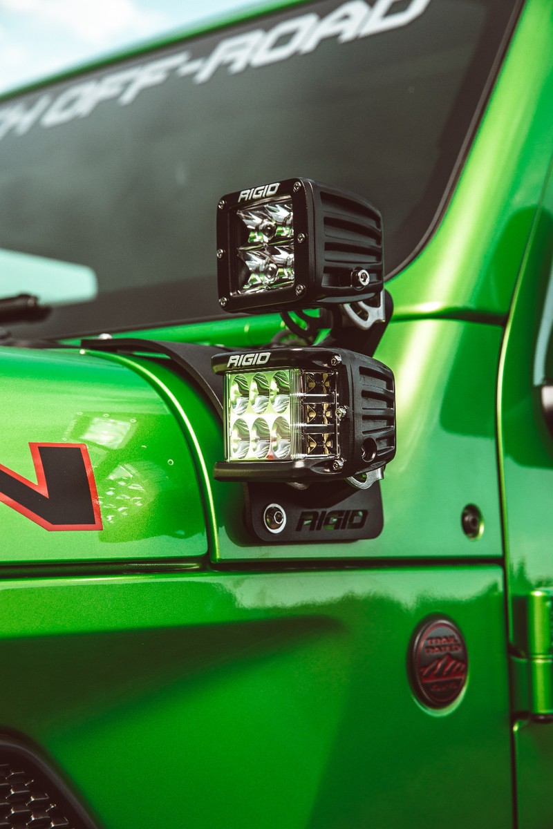 RIGID Cowl Mount Side Shooter D-SS PRO LED Lights Kit for Jeep