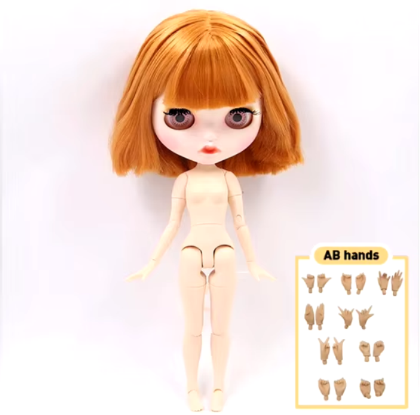 Blythe Doll Matte Face Nude Joint Body Shoulder Hair DIY Toys Collectible Puppet