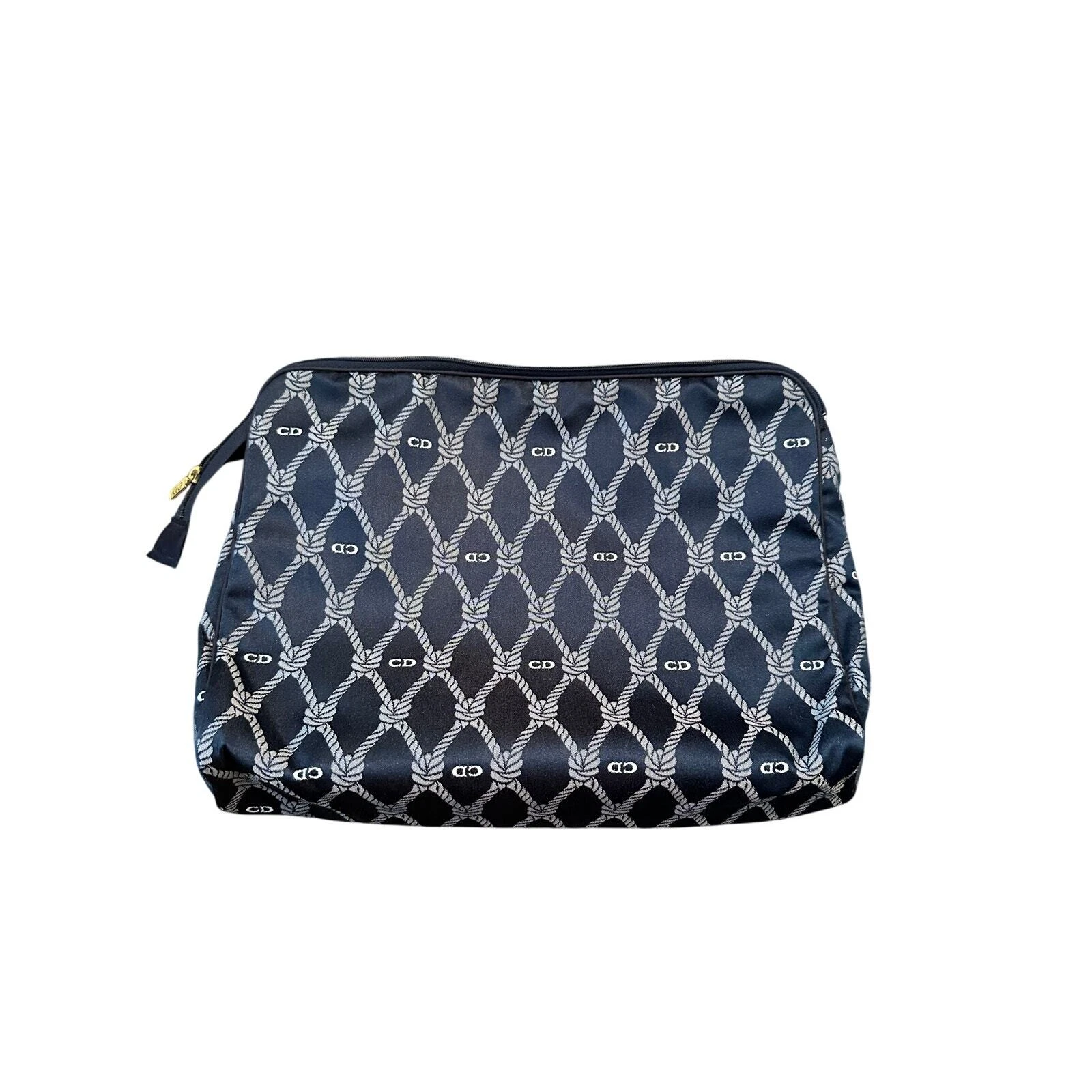 Trousse de toilette maquillage vintage Christian Dior bleu et blanc nautique