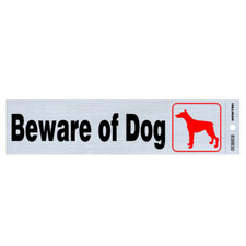 Hillman Black  Blue Nickel Mylar Self-Adhesive Beware of Dog Sign, 2 x 8 in.