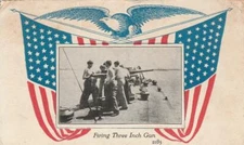 Patriotic 1918 Military Army Firing 3 Inch Gun Artillery Post Card