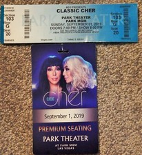 CLASSIC CHER PARK THEATER VEGAS SEPT 1 2019 ORIG 3-D LENTICULAR CREDENTIAL/ TIX