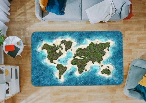 3D Curly White Unicorn O1657 Animal Non Slip Rug Mat Elegant Photo