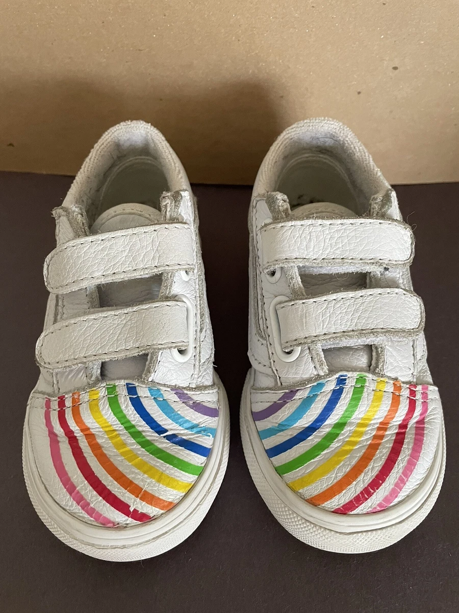 Vans Toddler Old Skool V Shoes Flour Shop Leather Rainbow White Size 6T