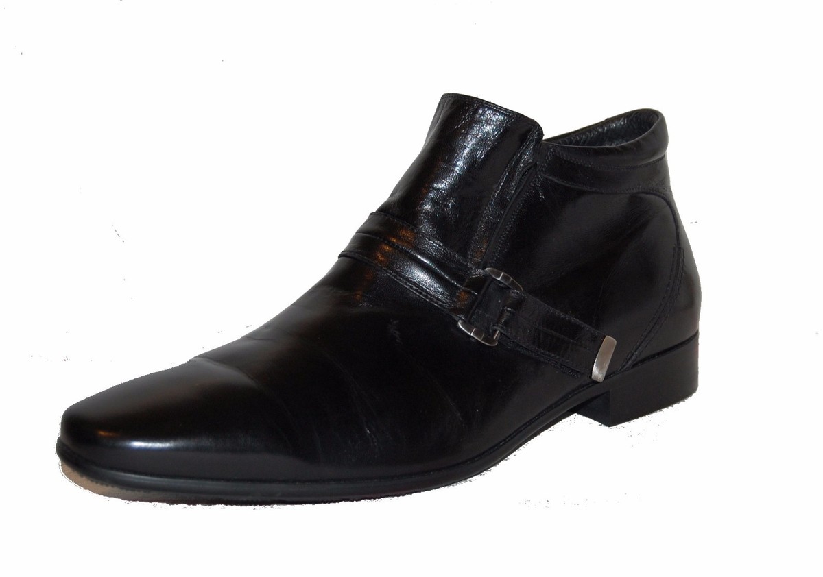 Basconi Black Mens Loafer Leather Stretch High Top Dress  display picture 2