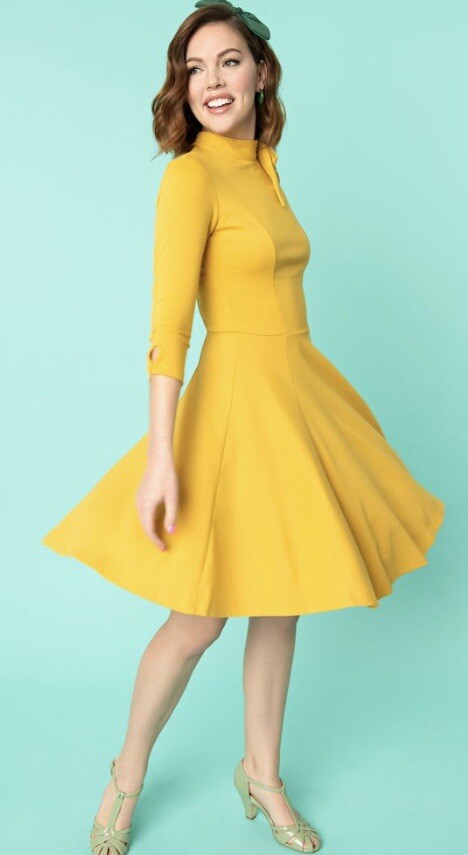 knee length mustard yellow dress Yellow Lace Short Sleeve Knee Length Semi-Formal Dress